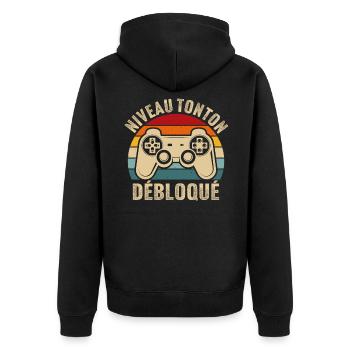 niveau tonton débloqué rétro oncle gamer geek - Veste à capuche bio Premium Unisexe - noir - Dos - Nico (187cm)