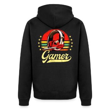 Vintage Gaming Jeux Vidéo Gambler Retro Gaming - Veste à capuche bio Premium Unisexe - noir - Dos - Nico (187cm)