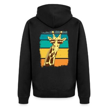 Vintage Giraffen Retro Giraffe Afrika Tiere Safari - Unisex Premium Bio Zip Hoodie - Schwarz - Hinten - Nico (187cm)