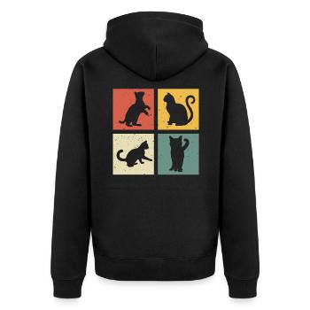 retro chat t-shirt chats chaton - Veste à capuche bio Premium Unisexe - noir - Dos - Nico (187cm)