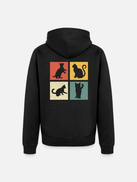 retro chat t-shirt chats chaton - Veste à capuche bio Premium Unisexe - noir