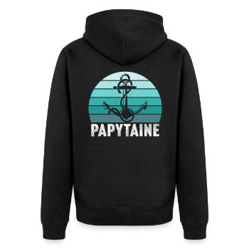 papy capitaine bateau marin papytaine du navire - Veste à capuche bio Premium Unisexe - noir - Dos - Nico (187cm)