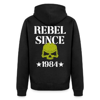Rebelle depuis 1984 - Veste à capuche bio Premium Unisexe - noir - Dos - Nico (187cm)