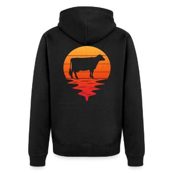 Retro t-shirt vache vaches - Veste à capuche bio Premium Unisexe - noir - Dos - Nico (187cm)