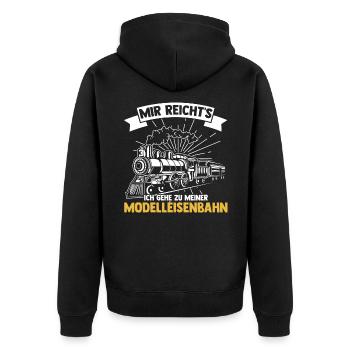 Mir reicht's ich geh zu meiner Modelleisenbahn Eis - Unisex Premium Bio Zip Hoodie - Schwarz - Hinten - Nico (187cm)