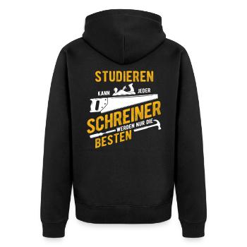 Schreiner - Studieren Kann Jeder Schreiner Nur Die - Unisex Premium Bio Zip Hoodie - Schwarz - Hinten - Nico (187cm)