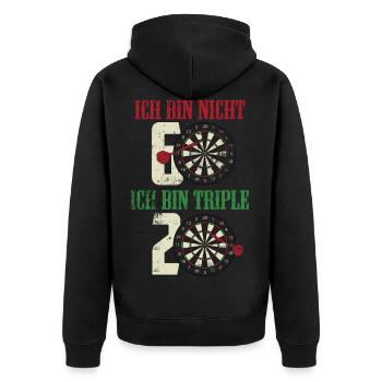 Geburtstag Dart ich bin nicht 60 ich bin triple 20 - Unisex Premium Bio Zip Hoodie - Schwarz - Hinten - Nico (187cm)