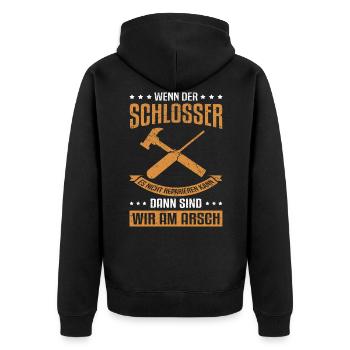 Schlosser Motiv Schlosser Sprüche Schlosser Gesche - Unisex Premium Bio Zip Hoodie - Schwarz - Hinten - Nico (187cm)