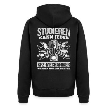 Studieren kann Jeder - KFZ- Mechaniker werden nur - Unisex Premium Bio Zip Hoodie - Schwarz - Hinten - Nico (187cm)