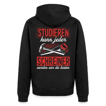 Schreiner - Studieren Kann Jeder Schreiner Nur Die - Unisex Premium Bio Zip Hoodie - Schwarz - Hinten - Nico (187cm)