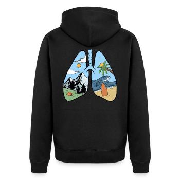 poumons, été, nature et aventures - Veste à capuche bio Premium Unisexe - noir - Dos - Nico (187cm)