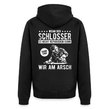 Schlosser Schweißer Schlosser Sprüche Schlosser Ge - Unisex Premium Bio Zip Hoodie - Schwarz - Hinten - Nico (187cm)