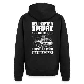 Helikopter Papa wie ein normaler Papa nur viel coo - Unisex Premium Bio Zip Hoodie - Schwarz - Hinten - Nico (187cm)