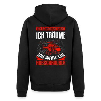 Hubschrauber Ich schnarche nicht - Helikopter Pilo - Unisex Premium Bio Zip Hoodie - Schwarz - Hinten - Nico (187cm)