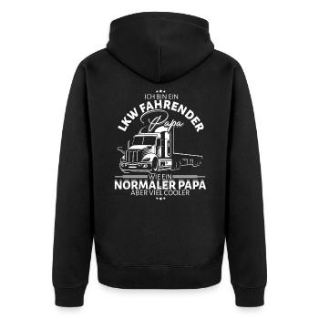 LKW Papa Vatertag Vater LKW-Fahrer Geschenk - Unisex Premium Bio Zip Hoodie - Schwarz - Hinten - Nico (187cm)