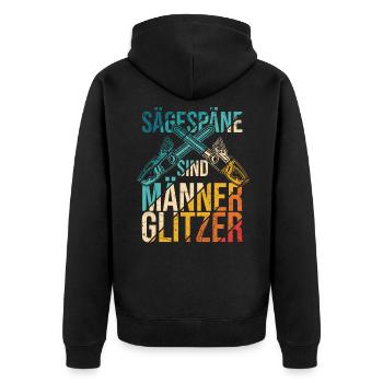 Sägespäne sind Männer Glitzer Tischler Schreiner H - Unisex Premium Bio Zip Hoodie - Schwarz - Hinten - Nico (187cm)