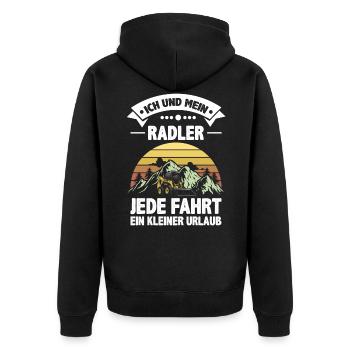 Radlader Ich und mein Radlader Fahrer Geschenk - Unisex Premium Bio Zip Hoodie - Schwarz - Hinten - Nico (187cm)