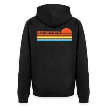 Papa Retro Vatertag Bester Papa Best Dad Superpapa - Unisex Premium Bio Zip Hoodie - Schwarz - Hinten - Nico (187cm)