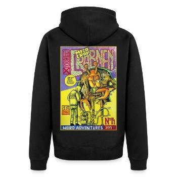 CRABMEN Super Fiction Comix No 04 - Unisex Premium Organic Zip Hoodie - black - Back - Nico (187cm)
