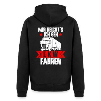 Mir reichts ich geh LKW fahren - LKW Fahrer Spruch - Unisex Premium Bio Zip Hoodie - Schwarz - Hinten - Nico (187cm)