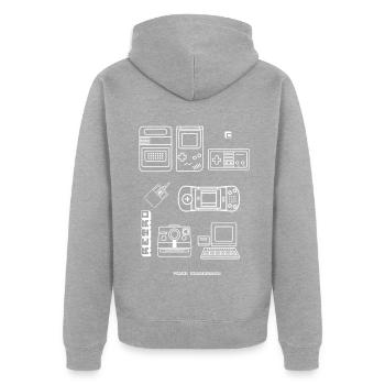 retro game blaupause nerd pc game 8bit konsole lol - Unisex Premium Bio Zip Hoodie - Grau meliert - Hinten - Nico (187cm)