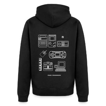 retro game blaupause nerd pc game 8bit konsole lol - Unisex Premium Bio Zip Hoodie - Schwarz - Hinten - Nico (187cm)