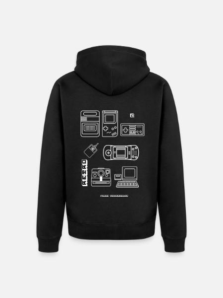 Retro spil blueprint nørd pc-spil 8bit konsol lol - Premium økologisk unisex-hættejakke - sort