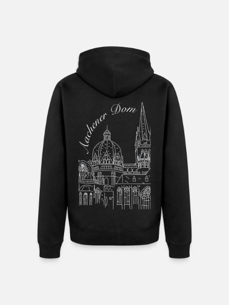 Aachen Cathedral in Germany, hand-drawn - Unisex Premium Organic Zip Hoodie - black