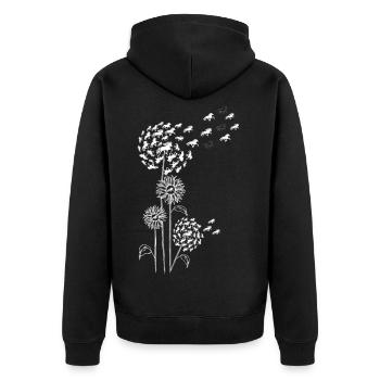 Pusteblume mit Blüte und Tölt Weiss - Unisex Premium Bio Zip Hoodie - Schwarz - Hinten - Nico (187cm)