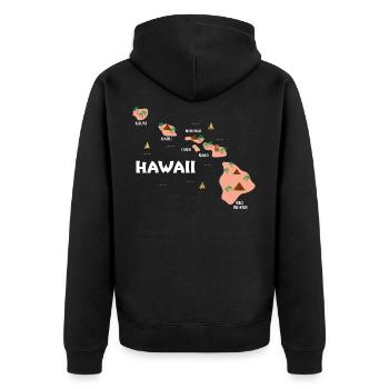Hawaiian Islands Map Vintage Souvenir - Unisex Premium Bio Zip Hoodie - Schwarz - Hinten - Nico (187cm)