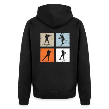 Biathlon Vintage Winter Sports - Unisex Premium Organic Zip Hoodie - black - Back - Nico (187cm)
