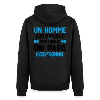 Un Homme Formidable Donne Un Papa Exceptionnel - Veste à capuche bio Premium Unisexe - noir - Dos - Nico (187cm)