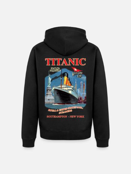 TITANIC SPIRIT skabelse Louis RUNEMBERG © Adagp - Premium økologisk unisex-hættejakke - sort
