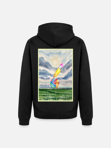 Paysage aquarelle avec boule - Veste à capuche bio Premium Unisexe - noir
