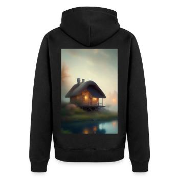 Charming lakeside cabin - Unisex Premium Organic Zip Hoodie - black - Back - Nico (187cm)