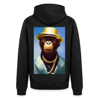 Singe cool avec chaîne en or - Veste à capuche bio Premium Unisexe - noir - Dos - Nico (187cm)