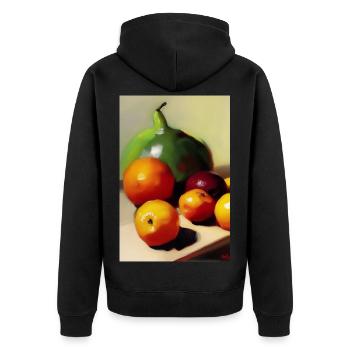 Fruit - Unisex Premium Organic Zip Hoodie - black - Back - Nico (187cm)