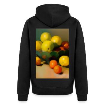 Fruit - Unisex Premium Organic Zip Hoodie - black - Back - Nico (187cm)