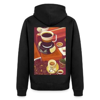 Café, grains de café - Veste à capuche bio Premium Unisexe - noir - Dos - Nico (187cm)