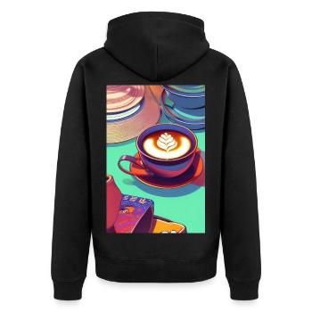 Café, grains de café - Veste à capuche bio Premium Unisexe - noir - Dos - Nico (187cm)