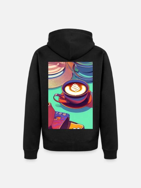 Coffee, coffee beans - Unisex Premium Organic Zip Hoodie - black