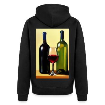 Wein Trinker - Unisex Premium Bio Zip Hoodie - Schwarz - Hinten - Nico (187cm)