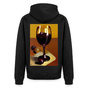 Wein Trinker - Unisex Premium Bio Zip Hoodie - Schwarz - Hinten - Nico (187cm)