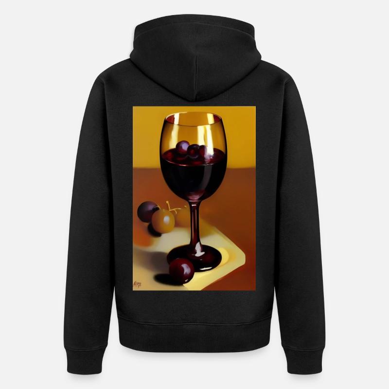 Wein Trinker - Unisex Premium Bio Zip Hoodie - Schwarz