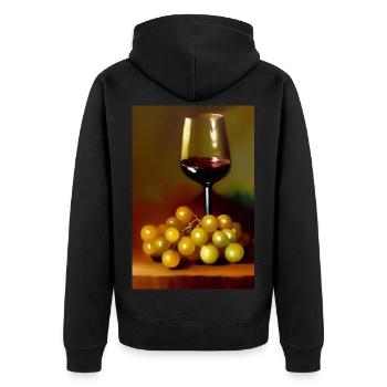 Wein Trinker - Unisex Premium Bio Zip Hoodie - Schwarz - Hinten - Nico (187cm)