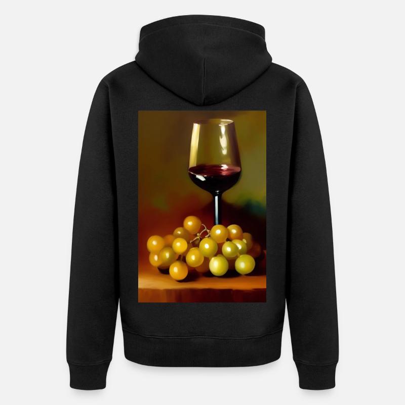 Wein Trinker - Unisex Premium Bio Zip Hoodie - Schwarz