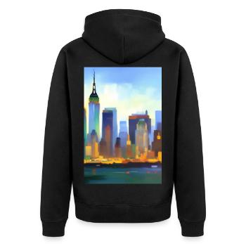Horizon de la ville de New York - Veste à capuche bio Premium Unisexe - noir - Dos - Nico (187cm)