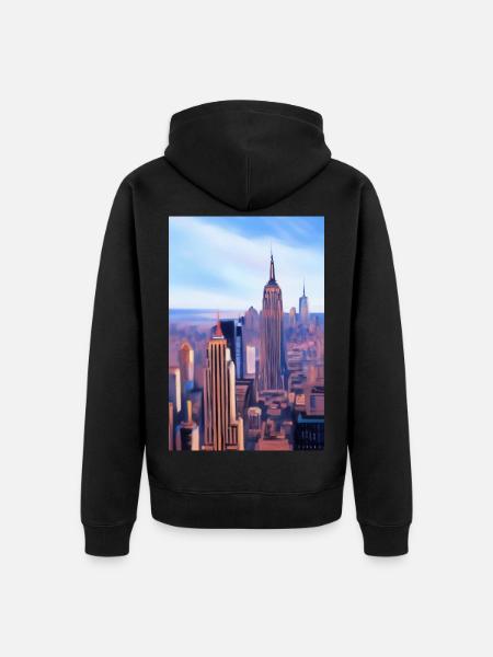 New York City Skyline - Unisex Premium Organic Zip Hoodie - black