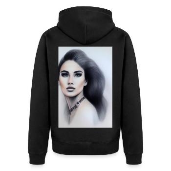 Femme avec des bijoux - Veste à capuche bio Premium Unisexe - noir - Dos - Nico (187cm)