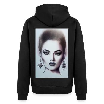 Femme avec des bijoux - Veste à capuche bio Premium Unisexe - noir - Dos - Nico (187cm)